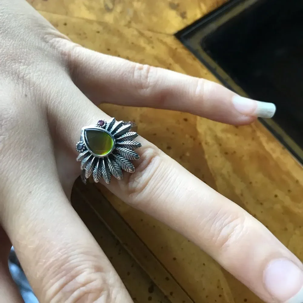 Canadian Ammolite Sterling Silver Ring Size 8